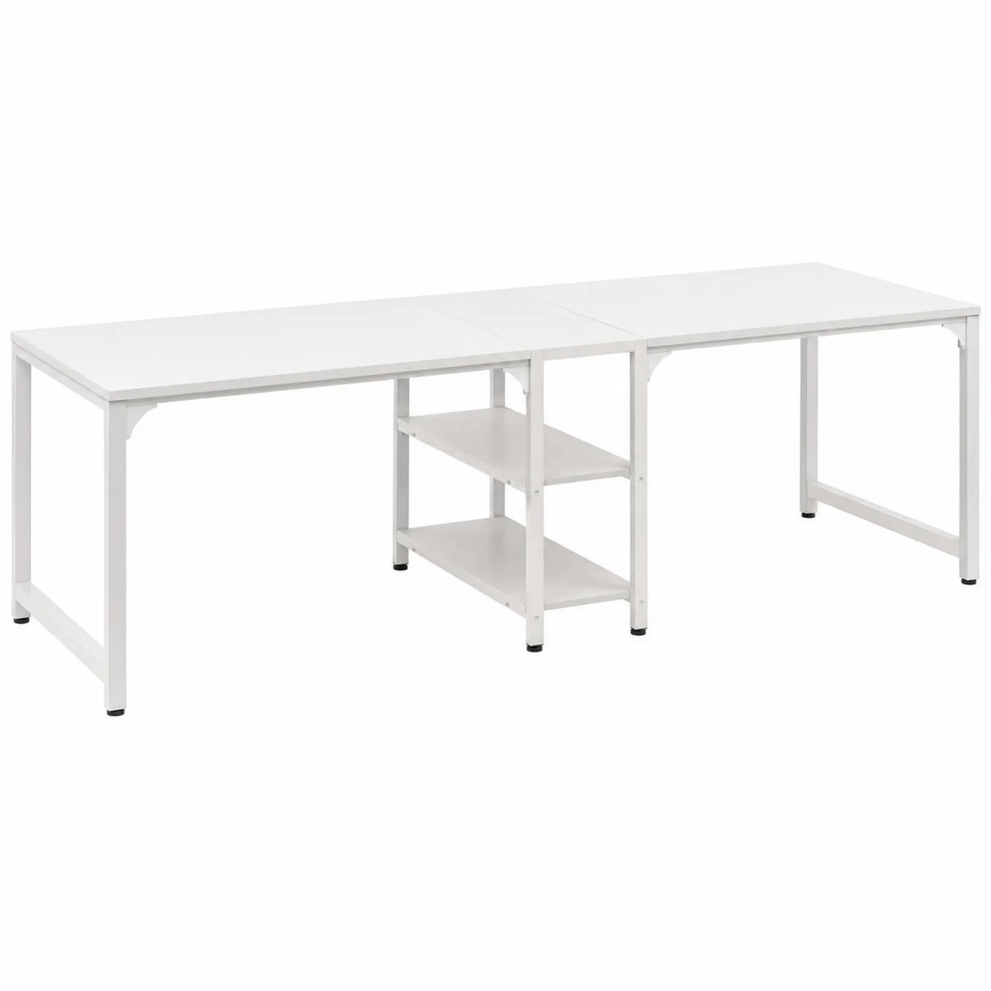 Biurko narożne z półkami stalowe białe 250x60x75 cm
