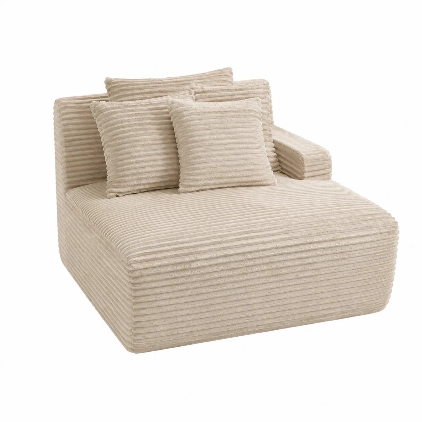 Sofa modułowa tkanina prążkowana beżowa z poduszkami 120x150x80 cm