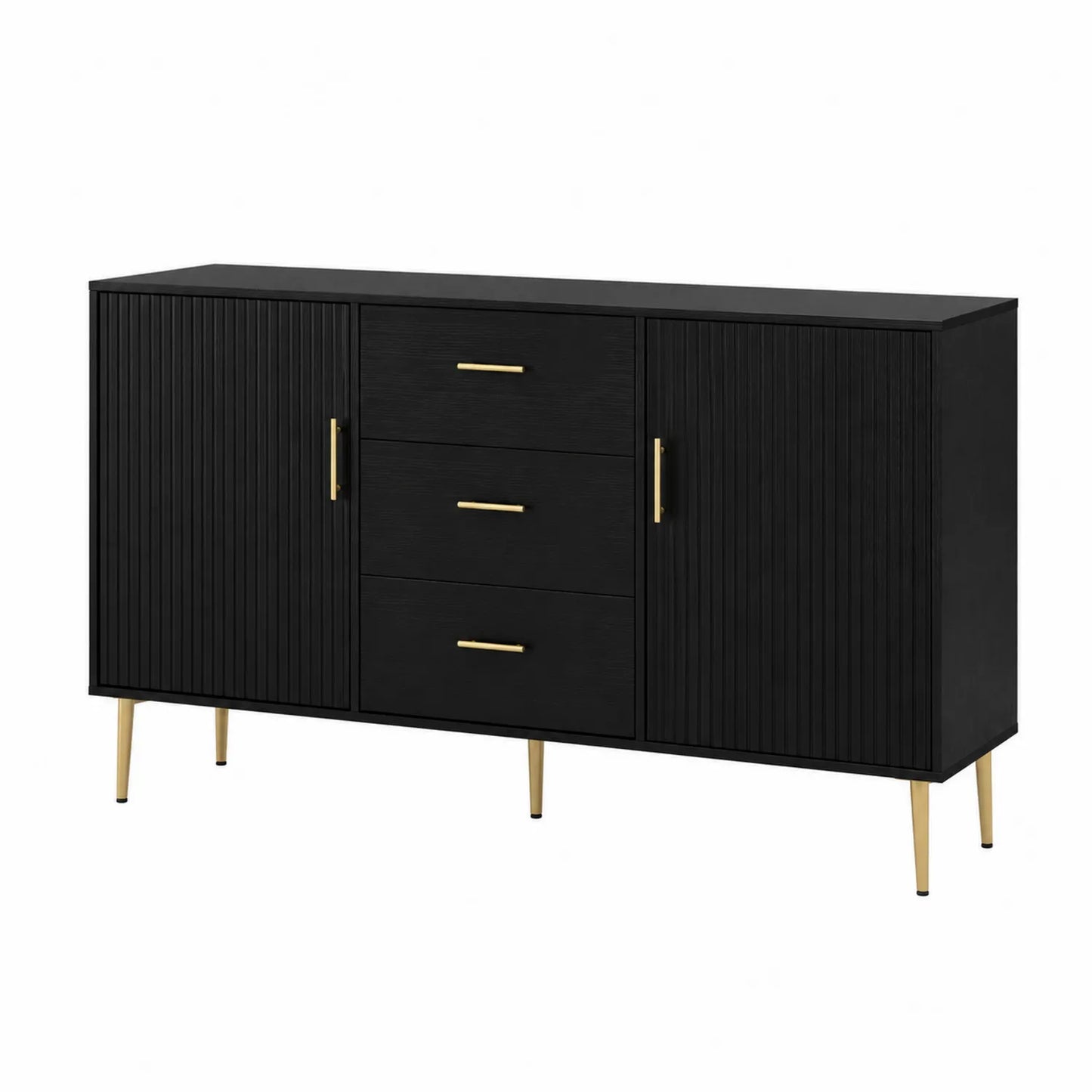 Kredens MDF z szafkami i szufladami czarny 160x40x80 cm