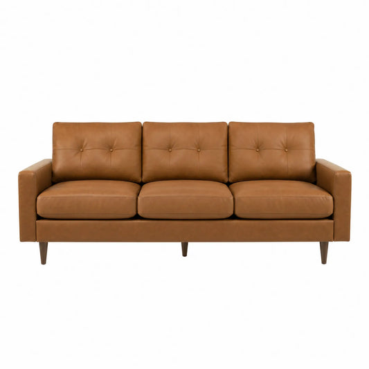 Sofa 3-osobowa ze skóry naturalnej Brązowa