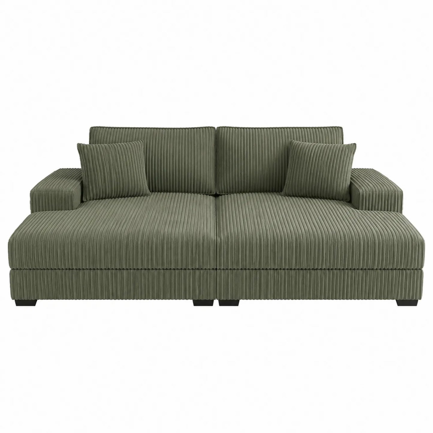 Sofa welurowa zielona 3-osobowa z poduszkami