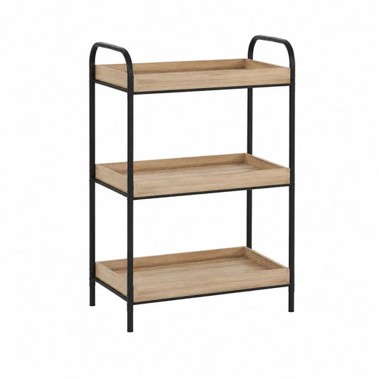 Regał 3-poziomowy stal i MDF 60x30x90 cm Czarny/Dębowy