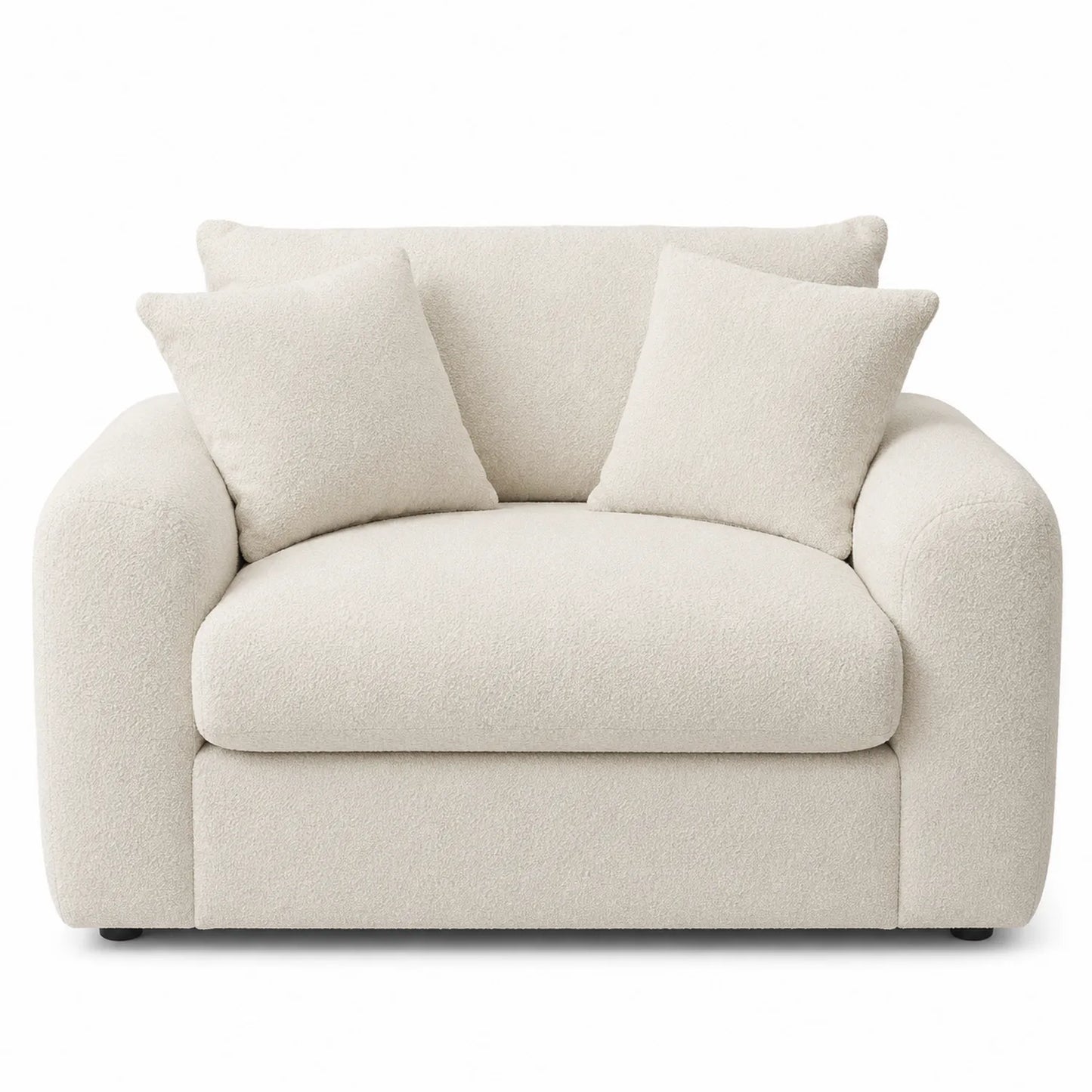 Sofa dwuosobowa z tkaniny bouclé kremowa 150cm