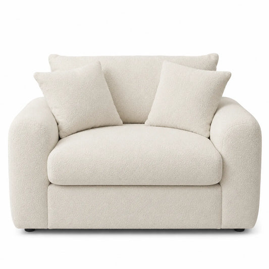 Sofa dwuosobowa z tkaniny bouclé kremowa 150cm