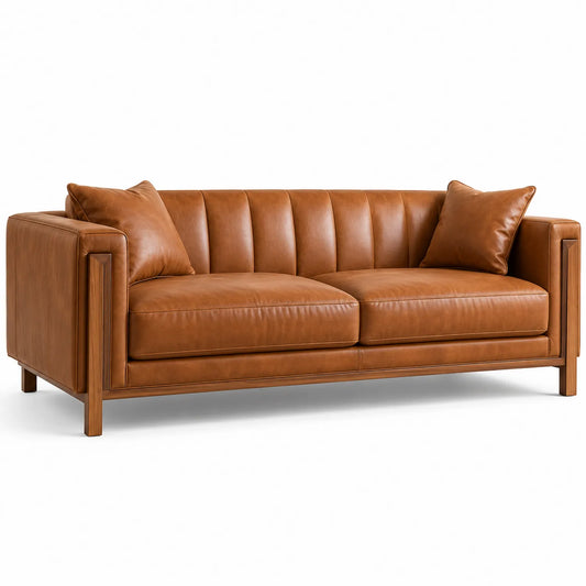 Trzyosobowa sofa skórzana brązowa