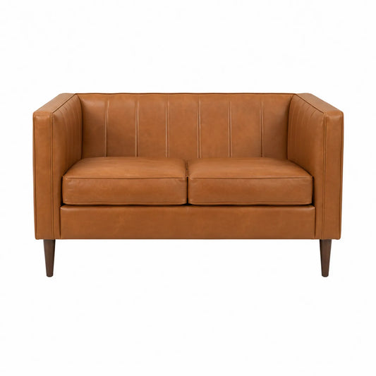 Kanapa dwuosobowa skórzana brązowa 150x85x80 cm