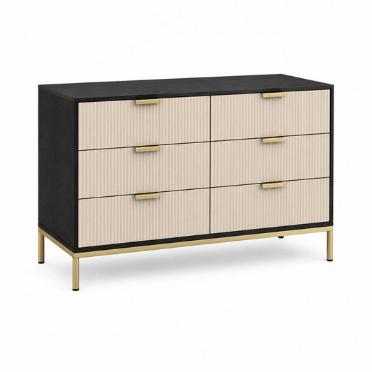 Komoda z MDF i Stali czarno-beżowa 120x40x80 cm