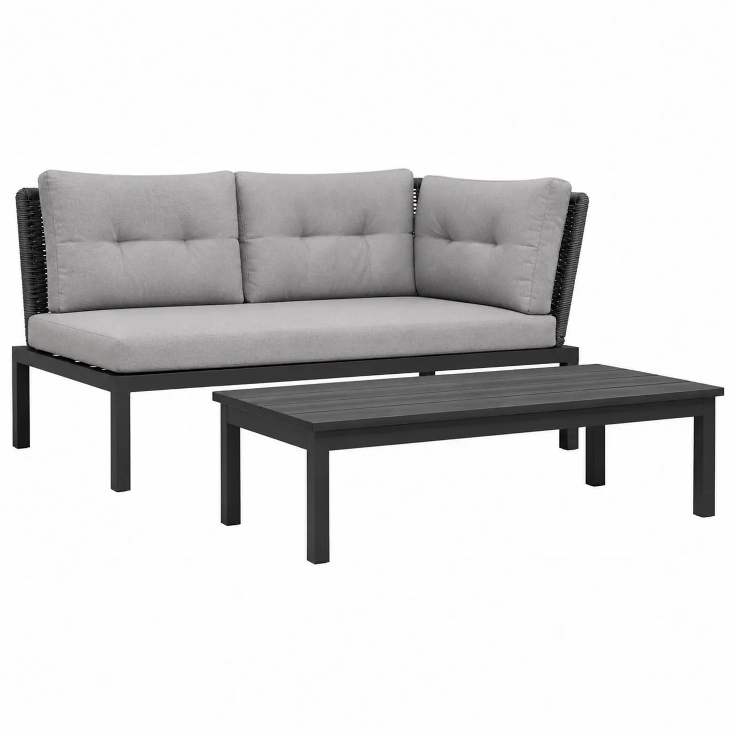 Zestaw narożnika ogrodowego z aluminium, 3-osobowy, szary