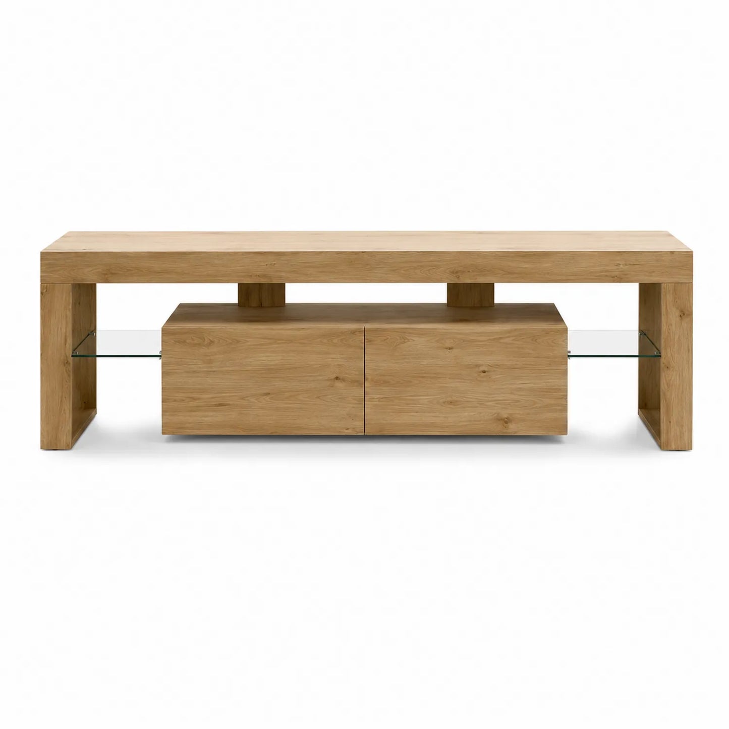 Szafka RTV z drewna dębowego z półkami szklanymi 180x40x50 cm