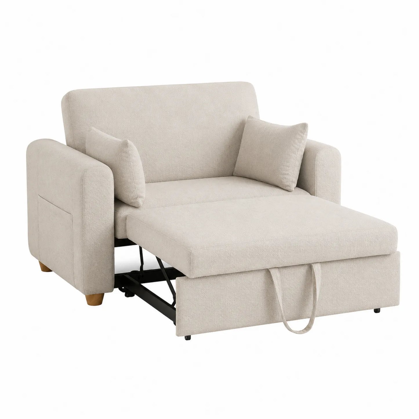 Sofa rozkładana tapicerowana beżowa 80x90x100 cm